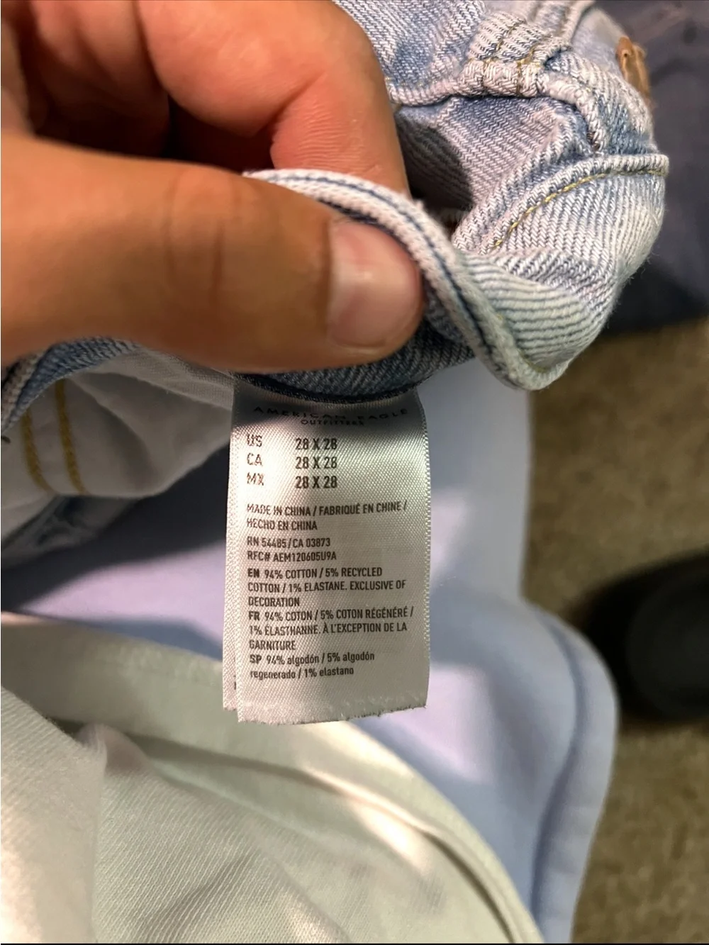 American Eagle Outfitters Light Blue Ripped Slim Straight Jeans